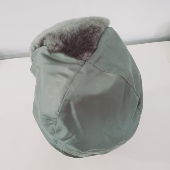 60s PROPPER Med Helmet Flyers Winter Hat B9B Green Nylon Aviator Pilot NO STRAP! - Picture 9 of 13